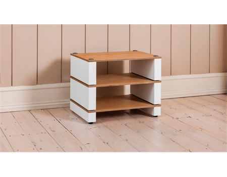 Blok Stax 2G Rack 3 Esche Natur /Weiß Seidenmatt Hifi Rack Lifestylebild