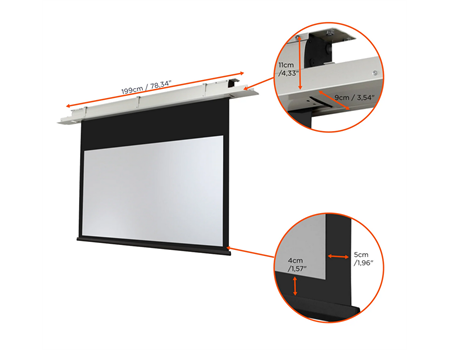 Celexon Deckeneinbau Leinwand Motor Expert Motorisiert schwarz/weiß 81 Zoll Maße Maße nah