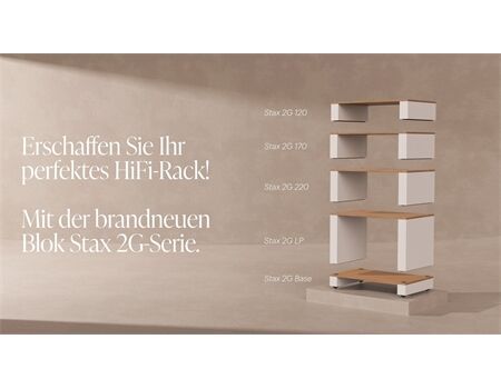 Blok Stax 2G LP Esche Natur/Weiß Seidenmatt Hi-Fi Racks Lifstylebild
