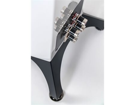 ELAC Concentro S 509.2 Passive Standlautsprecher weiß Seitenansicht Stand + Anschlüsse